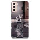For Samsung Galaxy S22+ 5G Coloured Drawing Pattern Highly Transparent TPU Phone Protective Case(Cat Tiger) - 1