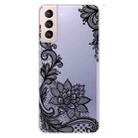 For Samsung Galaxy S22+ 5G Coloured Drawing Pattern Highly Transparent TPU Phone Protective Case(Black Rose) - 1