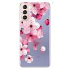 For Samsung Galaxy S22+ 5G Coloured Drawing Pattern Highly Transparent TPU Phone Protective Case(Cherry Blossoms) - 1