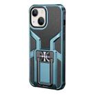 For iPhone 13 WK WTP-013 Shockproof PC + TPU Phone Case with Metal Holder(Deep Blue) - 1