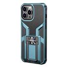 For iPhone 13 Pro WK WTP-013 Shockproof PC + TPU Phone Case with Metal Holder (Deep Blue) - 1