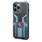For iPhone 13 Pro Max WK WTP-013 Shockproof PC + TPU Phone Case with Metal Holder (Deep Blue) - 1