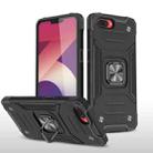 For OPPO A3s Magnetic Armor Shockproof TPU + PC Phone Case with Metal Ring Holder(Black) - 1