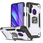 For OPPO Realme 5 Magnetic Armor Shockproof TPU + PC Phone Case with Metal Ring Holder(Silver) - 1