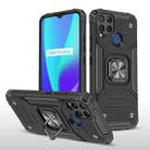 For OPPO Realme C15 Magnetic Armor Shockproof TPU + PC Phone Case with Metal Ring Holder(Black) - 1