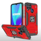 For OPPO Realme C15 Magnetic Armor Shockproof TPU + PC Phone Case with Metal Ring Holder(Red) - 1