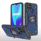 For OPPO Realme C15 Magnetic Armor Shockproof TPU + PC Phone Case with Metal Ring Holder(Blue) - 1