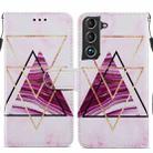 For Samsung Galaxy S22+ 5G Painted Pattern Horizontal Flip Phone Leather Case with Holder & Card Slots & Photo Frame(Three-color Marble) - 1