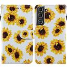 For Samsung Galaxy S22+ 5G Painted Pattern Horizontal Flip Phone Leather Case with Holder & Card Slots & Photo Frame(Sunflower) - 1