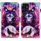 For Samaung Galaxy S22 Ultra 5G Painted Pattern Horizontal Flip Phone Leather Case with Holder & Card Slots & Photo Frame(Wolf Totem) - 1