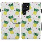 For Samaung Galaxy S22 Ultra 5G Painted Pattern Horizontal Flip Phone Leather Case with Holder & Card Slots & Photo Frame(Pineapple) - 1
