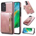 For Samsung Galaxy A82 Zipper Wallet Bag PU Back Cover Shockrpoof Phone Case with Holder & Card Slots & Wallet(Pink) - 1