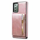 For Samsung Galaxy Note20 Zipper Wallet Bag PU Back Cover Shockrpoof Phone Case with Holder & Card Slots & Wallet(Pink) - 1