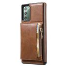 For Samsung Galaxy Note20 Zipper Wallet Bag PU Back Cover Shockrpoof Phone Case with Holder & Card Slots & Wallet(Brown) - 1