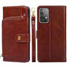 For Samsung Galaxy A52s 5G Zipper Bag Horizontal Flip Leather Phone Case with Holder & Card Slots & Lanyard(Brown) - 1