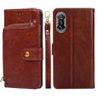 For Xiaomi Redmi K40 Gaming Zipper Bag Horizontal Flip Leather Phone Case with Holder & Card Slots & Lanyard(Brown) - 1