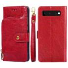 For Google Pixel 6 Zipper Bag Horizontal Flip Leather Phone Case with Holder & Card Slots & Lanyard(Red) - 1