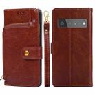 For Google Pixel 6 Pro Zipper Bag Horizontal Flip Leather Phone Case with Holder & Card Slots & Lanyard(Brown) - 1