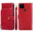 For Google Pixel 5a 5G Zipper Bag Horizontal Flip Leather Phone Case with Holder & Card Slots & Lanyard(Red) - 1