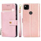 For Google Pixel 4a Zipper Bag Horizontal Flip Leather Phone Case with Holder & Card Slots & Lanyard(Rose Gold) - 1