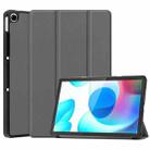 For OPPO Realme Pad 10.4 Custer Solid Color Horizontal Flip Tablet Leather Case with 3-Fold Holder(Grey) - 1