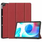 For OPPO Realme Pad 10.4 Custer Solid Color Horizontal Flip Tablet Leather Case with 3-Fold Holder(Wine Red) - 1