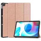 For OPPO Realme Pad 10.4 Custer Solid Color Horizontal Flip Tablet Leather Case with 3-Fold Holder(Rose Gold) - 1