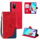 For Xiaomi Redmi Note 10 Pro Three-color Stitching Calf Texture Horizontal Flip Phone Leather Case with Holder & Card Slots & Wallet(Red) - 1