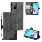 For Xiaomi Redmi Note 11 Three-color Stitching Calf Texture Horizontal Flip Phone Leather Case with Holder & Card Slots & Wallet(Grey) - 1