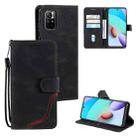 For Xiaomi Redmi Note 11 Three-color Stitching Calf Texture Horizontal Flip Phone Leather Case with Holder & Card Slots & Wallet(Black) - 1