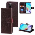 For Xiaomi Redmi Note 11 Totem Flower Embossed Horizontal Flip Phone Leather Case with Holder & Card Slots & Wallet(Brown) - 1