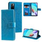 For Xiaomi Redmi Note 11 Totem Flower Embossed Horizontal Flip Phone Leather Case with Holder & Card Slots & Wallet(Blue) - 1