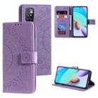 For Xiaomi Redmi Note 11 Totem Flower Embossed Horizontal Flip Phone Leather Case with Holder & Card Slots & Wallet(Purple) - 1