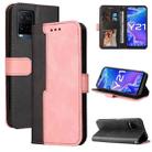 For Xiaomi 11T / 11T Pro Stitching-Color Horizontal Flip Leather Phone Case with Holder & Card Slots & Photo Frame(Pink) - 1