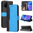 For Xiaomi 11T / 11T Pro Stitching-Color Horizontal Flip Leather Phone Case with Holder & Card Slots & Photo Frame(Blue) - 1