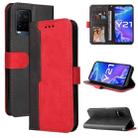 For Xiaomi 11T / 11T Pro Stitching-Color Horizontal Flip Leather Phone Case with Holder & Card Slots & Photo Frame(Red) - 1