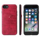 For iPhone 7 / 8 Crocodile Texture TPU + Leather Protective Case with Card Slot(Red) - 1