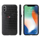 For iPhone X / XS Crocodile Texture TPU + Leather Protective Case with Card Slot(Black) - 1