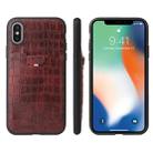 For iPhone XS Max Crocodile Texture TPU + Leather Protective Case with Card Slot(Brown) - 1