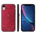 For iPhone XR Crocodile Texture TPU + Leather Protective Case with Card Slot(Red) - 1