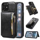 For iPhone 11 Zipper Wallet Bag PU Back Cover Shockrpoof Phone Case with Holder & Card Slots & Wallet (Black) - 1