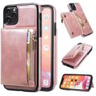 For iPhone 11 Pro Zipper Wallet Bag PU Back Cover Shockrpoof Phone Case with Holder & Card Slots & Wallet (Pink) - 1