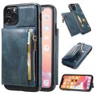 For iPhone 11 Pro Zipper Wallet Bag PU Back Cover Shockrpoof Phone Case with Holder & Card Slots & Wallet (Blue) - 1