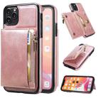 For iPhone 11 Pro Max Zipper Wallet Bag PU Back Cover Shockrpoof Phone Case with Holder & Card Slots & Wallet (Pink) - 1