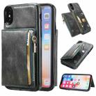 For iPhone X / XS Zipper Wallet Bag PU Back Cover Shockrpoof Phone Case with Holder & Card Slots & Wallet(Green) - 1