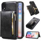 For iPhone XR Zipper Wallet Bag PU Back Cover Shockrpoof Phone Case with Holder & Card Slots & Wallet For iPhone  XR(Black) - 1