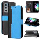 For Motorola Edge 20 Stitching-Color Horizontal Flip Leather Phone Case with Holder & Card Slots & Photo Frame(Blue) - 1