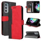 For Motorola Edge 20 Stitching-Color Horizontal Flip Leather Phone Case with Holder & Card Slots & Photo Frame(Red) - 1