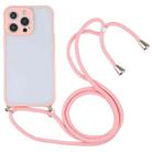 Candy Transparent Phone Case with Lanyard For iPhone 13 Pro(Pink) - 1