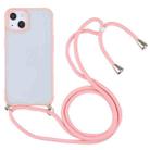 Candy Transparent Phone Case with Lanyard For iPhone 13 mini(Pink) - 1